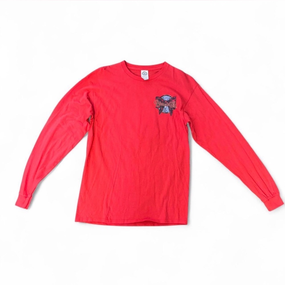 Blessed Girl Salmon Peach Long Sleeve Cow Graphic Tee M